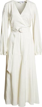 Veronica Beard Seneca Belted Long Sleeve Midi Dress