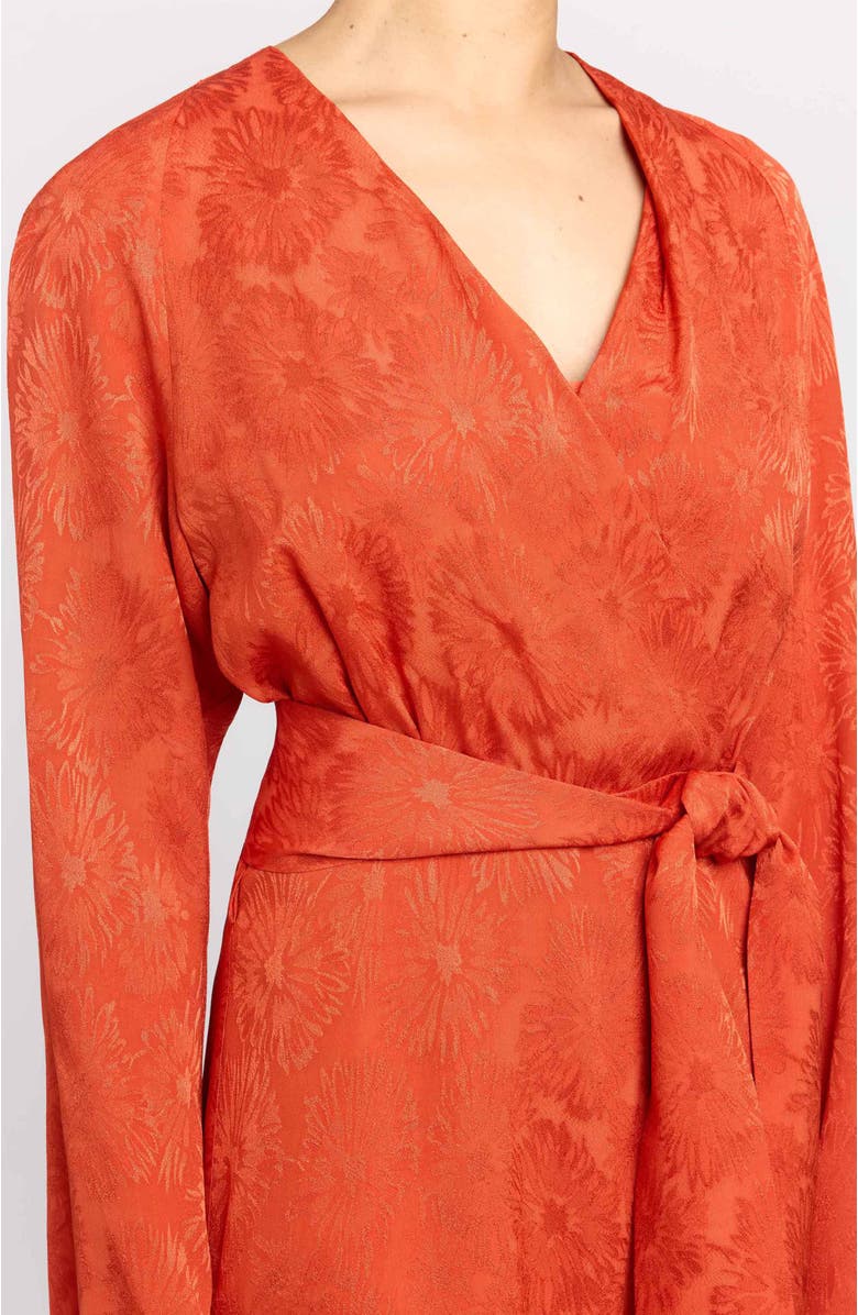 Santorelli Kayden Long Sleeve Faux Wrap Fit and Flare Dress, Alternate, color, Sedona Orange