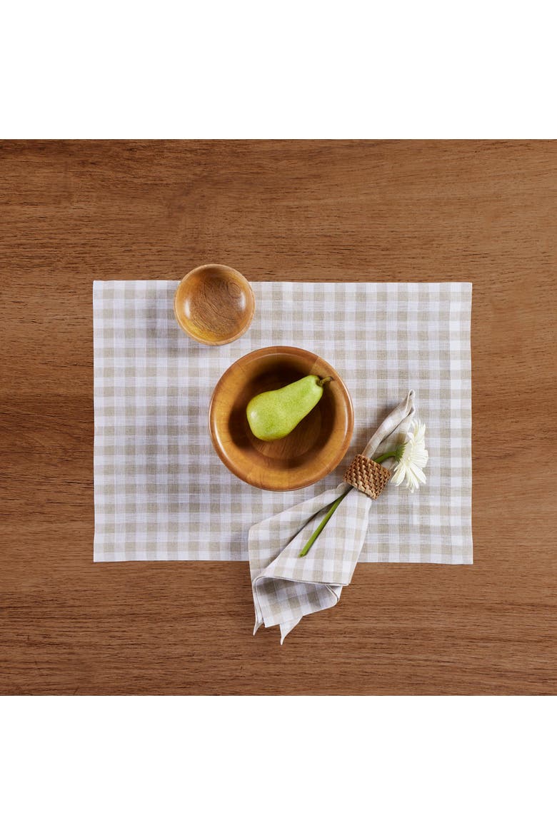 Linen Dinner Napkins Set of 4, 20 x 20" - Gingham Check, Alternate, color, Natural