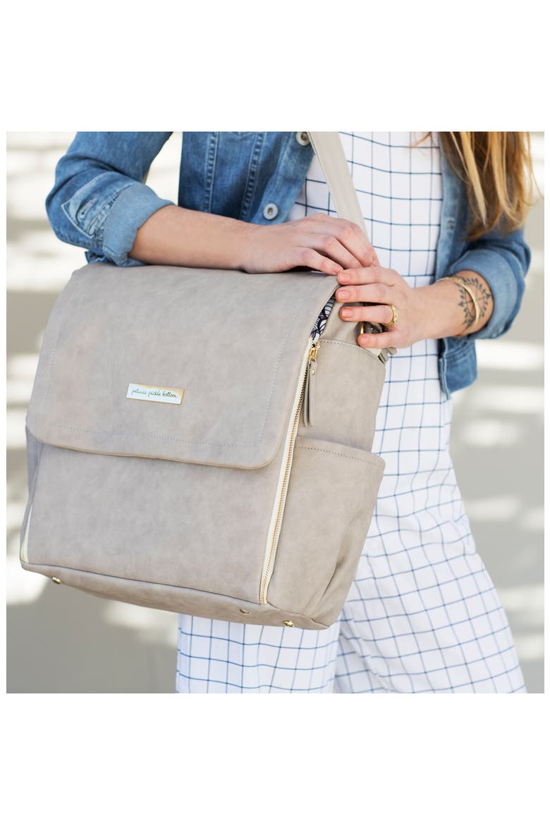 Boxy Backpack Diaper Bag, Alternate, color, GREY MATTE LEATHERETTE