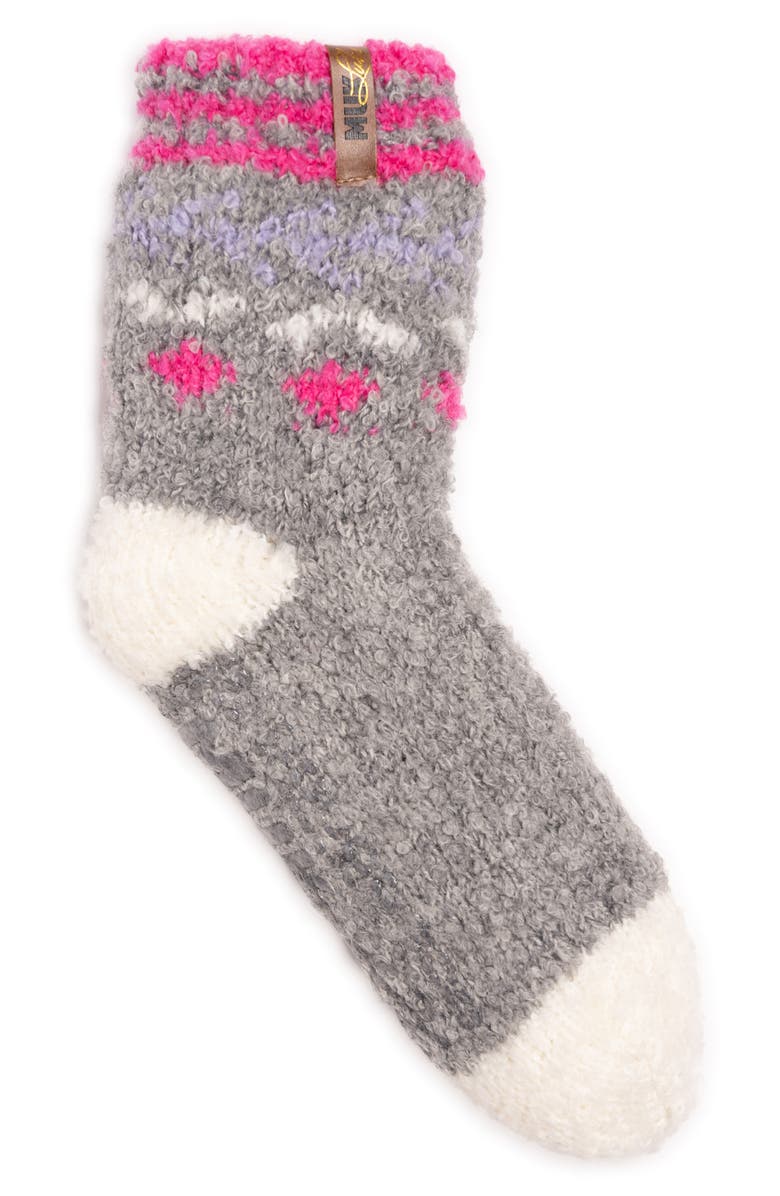 MUK LUKS Cottage Bouclé Crew Socks, Alternate, color, Grey
