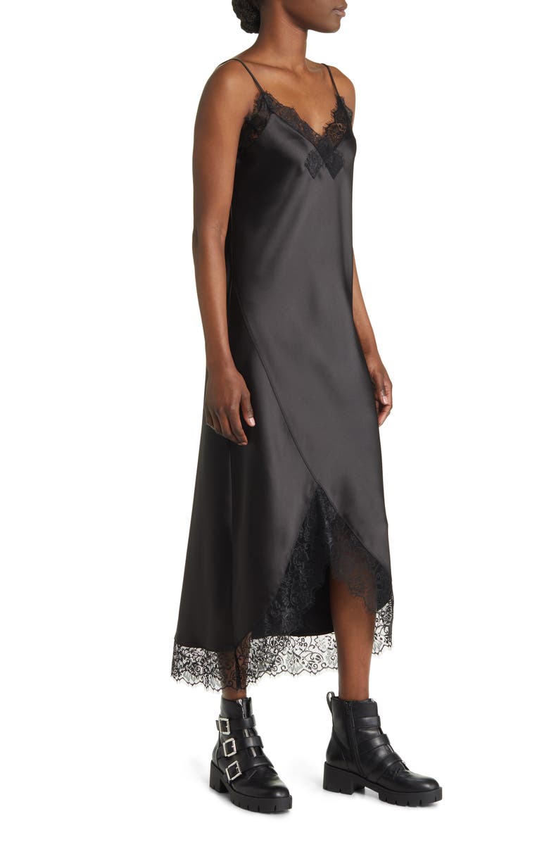 AllSaints Praia Lace Trim Slipdress, Alternate, color,