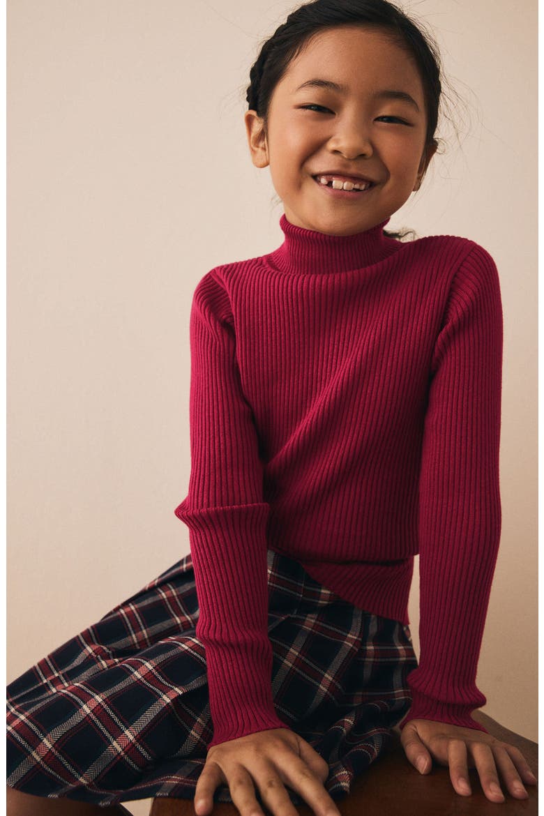 Kids' Rib Turtleneck Sweater, Alternate, color, RED