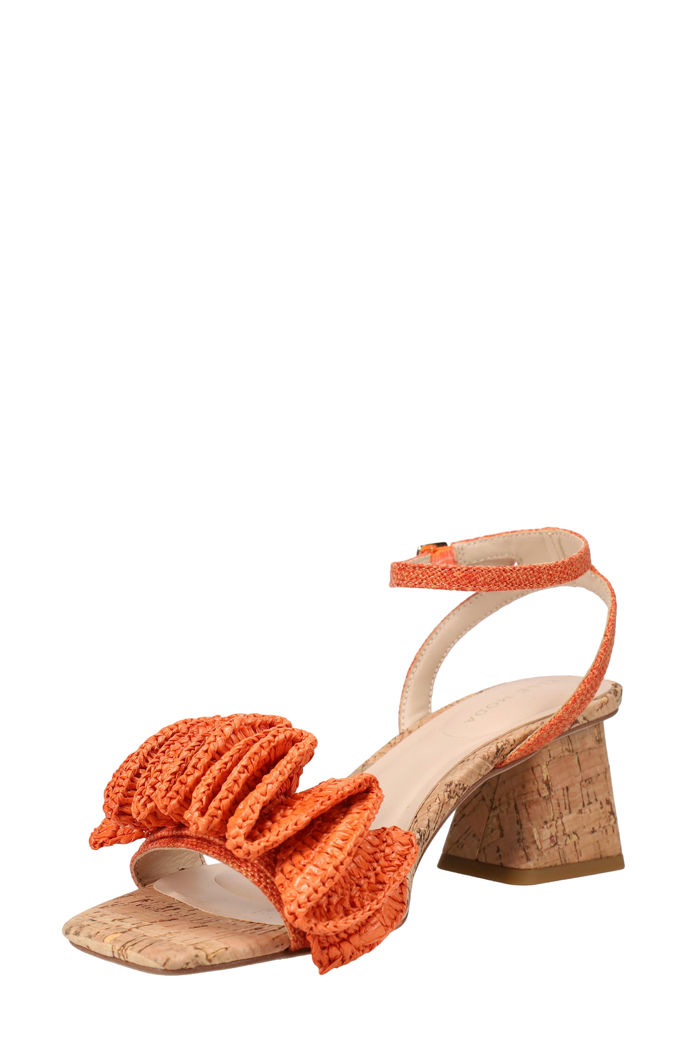 Tianna Raffia Rosette Ankle Strap Sandal, Alternate, color, TANGERINE