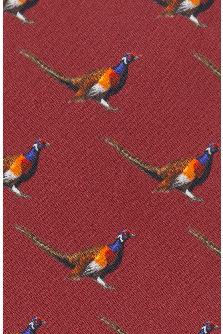 Pheasant Bird Cotton Tie, Alternate, color, MAROON