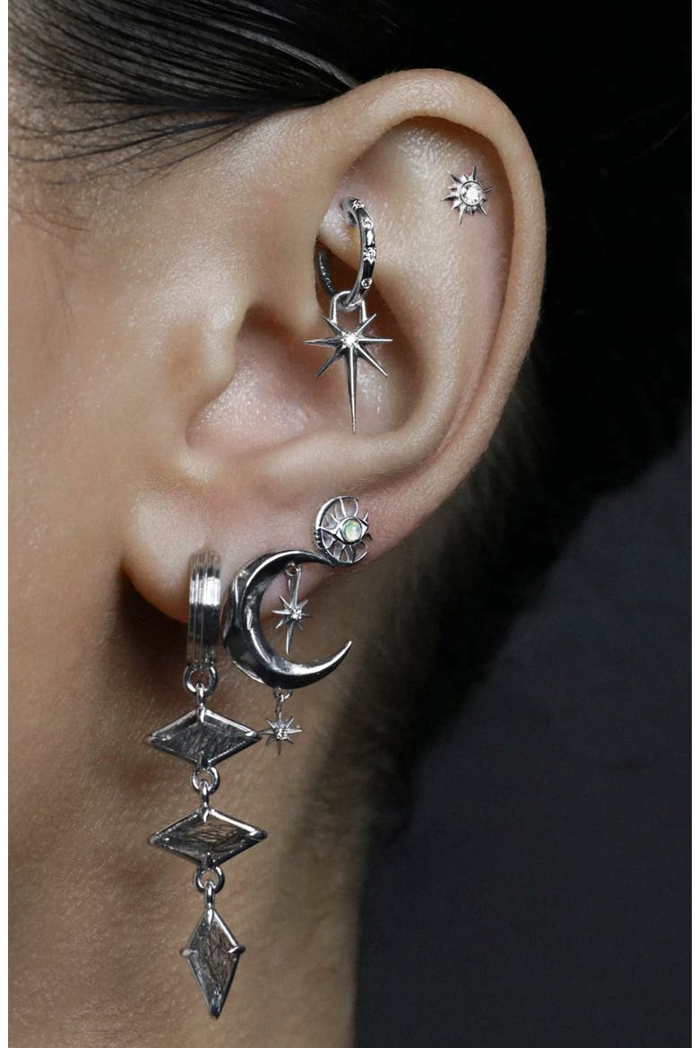 Cosmic Moon Eye Stud Earrings, Alternate, color, METALLIC SILVER