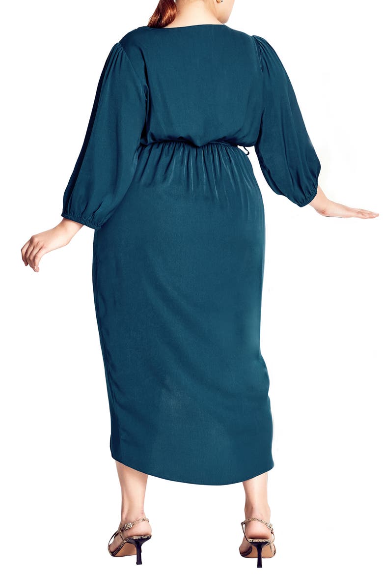 Opulent Faux Wrap Dress, Alternate, color, DEEP TEAL