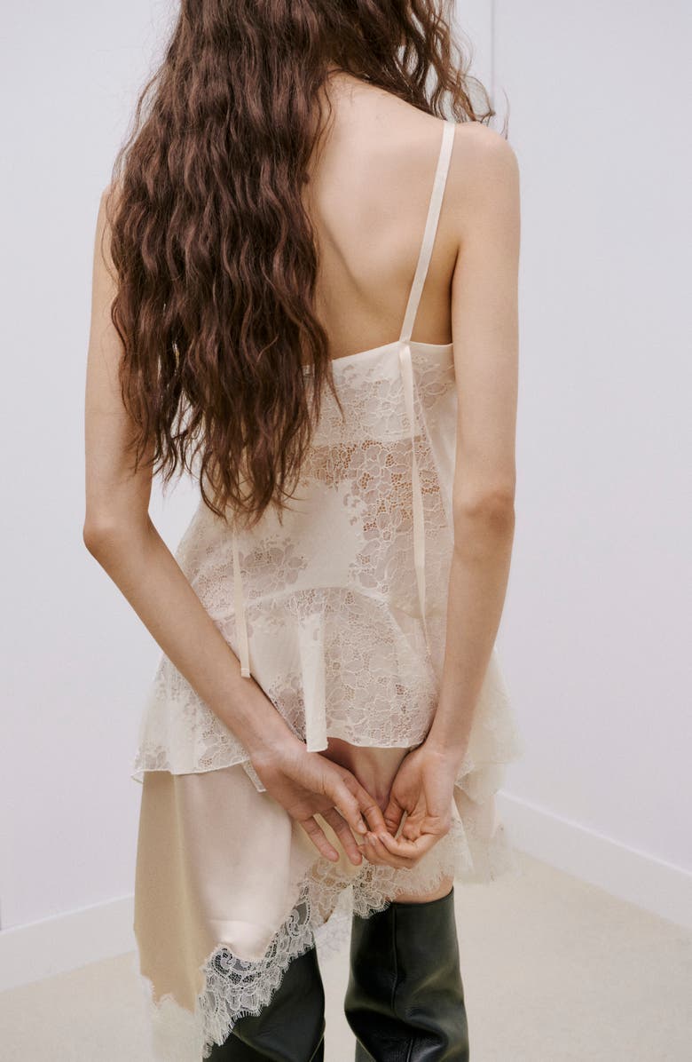 MANGO Crumble Lace Handkerchief Camisole, Alternate, color, Ecru