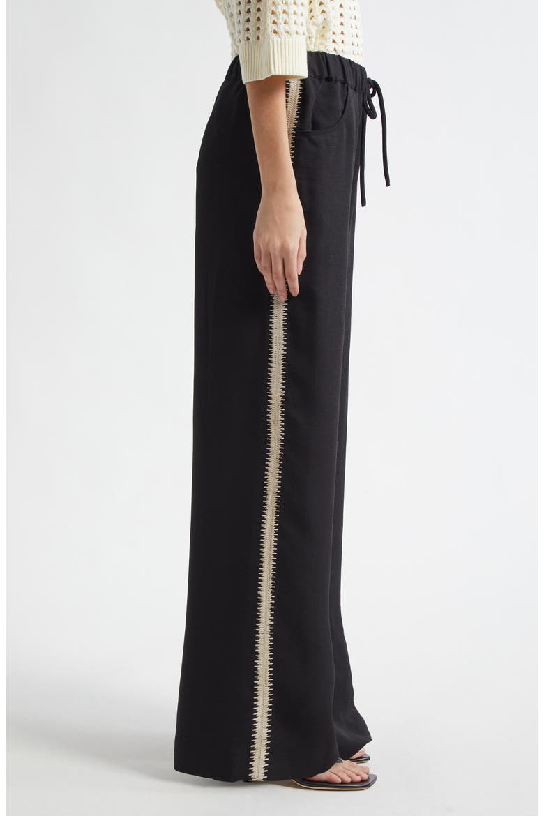 Inaya Drawstring Straight Leg Pants, Alternate, color, BLACK