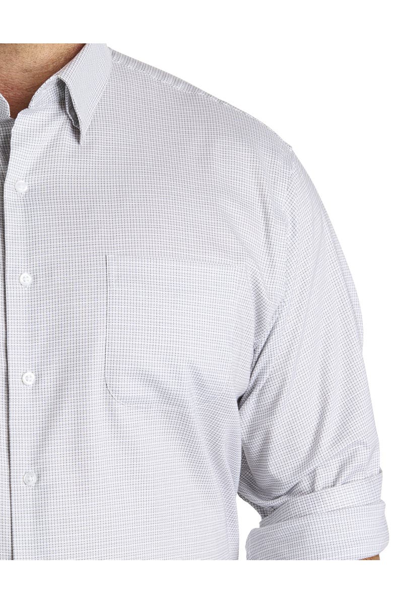 Oak Hill Premium by DXL Big & Tall Textured Check Patterned Dress Shirt, Alternate, color, White
