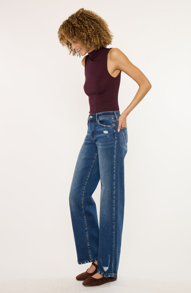 KanCan Dania Essentials High Rise Wide Leg Jeans, Alternate, color, Dark Wash