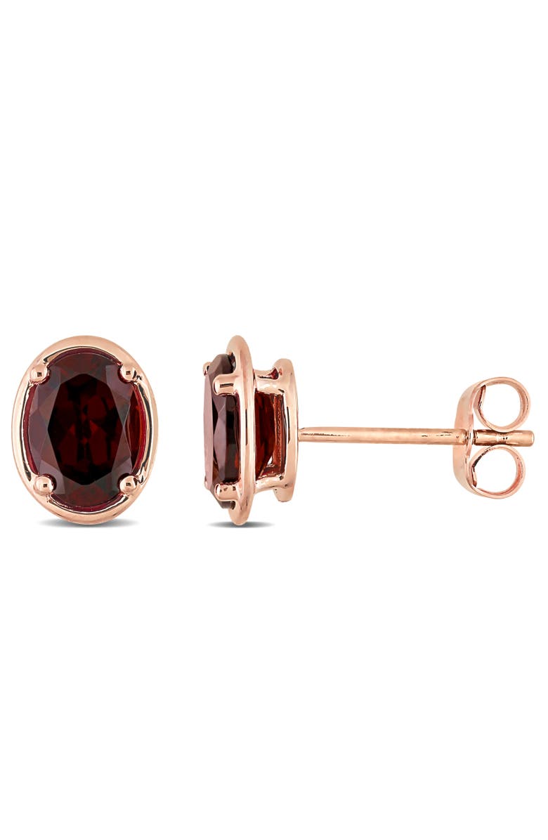 Julianna B. Garnet Oval Stud Earrings 14k, Main, color, Rose Gold