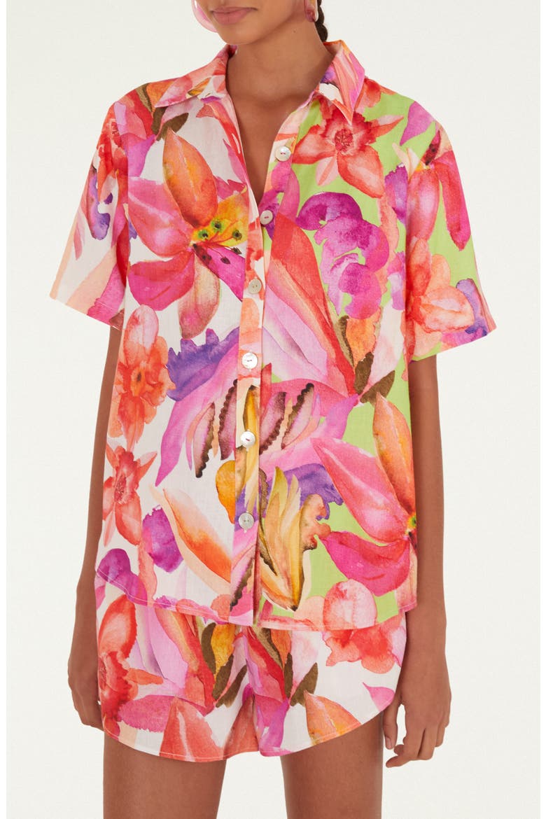 Artsy Flora Button-Up Shirt, Main, color, ARTSY FLORA OFF-WHIT