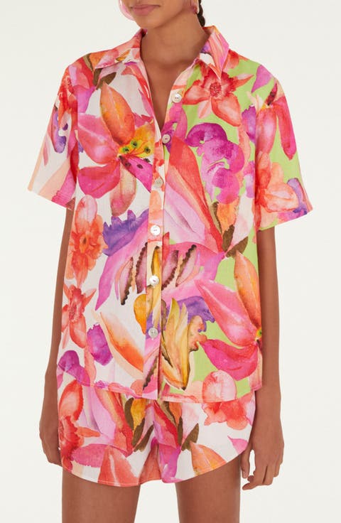 Artsy Flora Button-Up Shirt