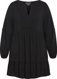 City Chic Mira Long Sleeve Tiered Minidress