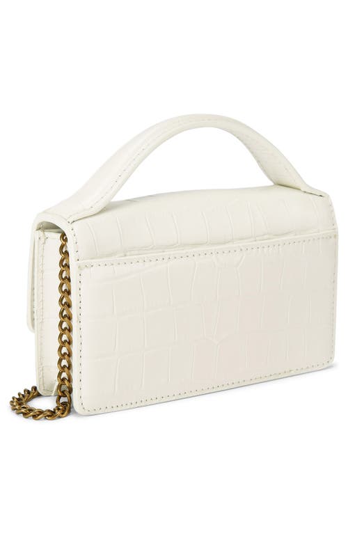 Kurt Geiger London Extrasmall Bond Croc Embossed Leather Top Handle Bag In White