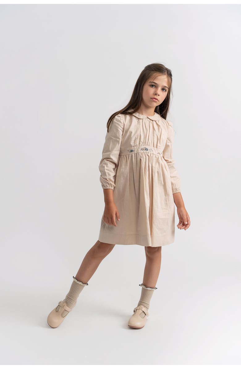 Clô Floral Embroidered Cotton Dress, Alternate, color, Beige