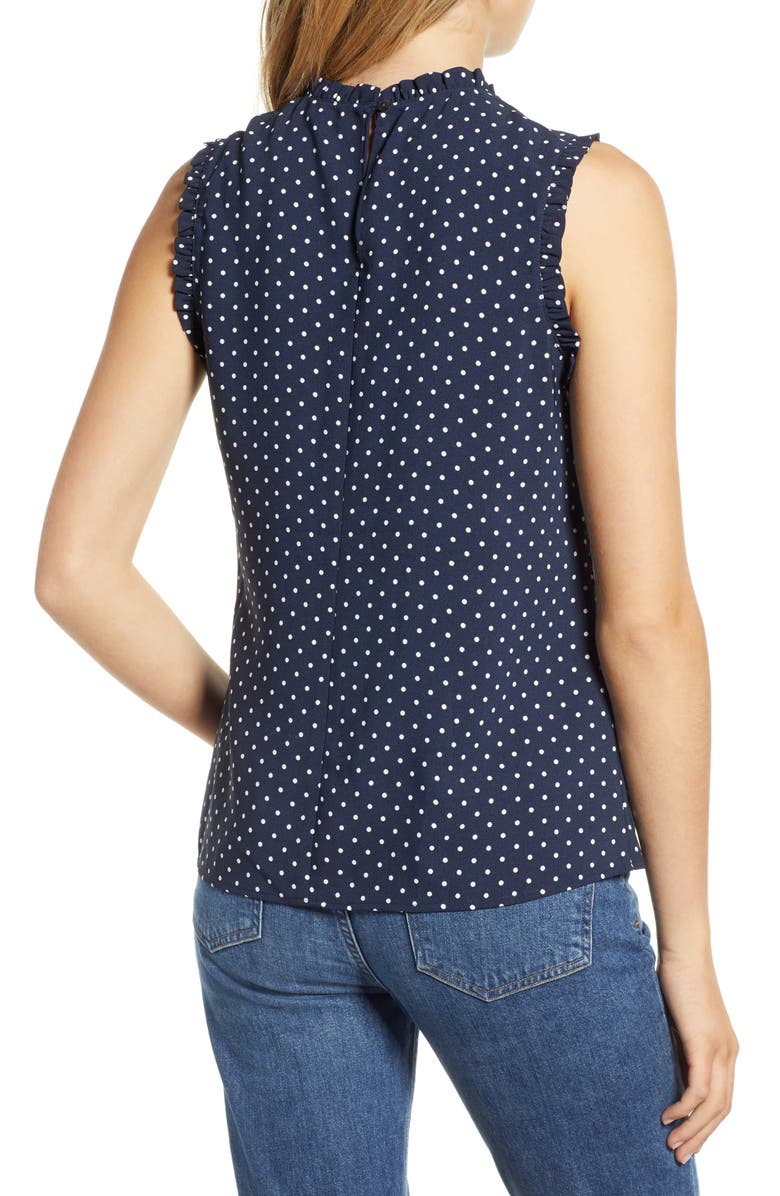 1901 Gathered Neck Sleeveless Blouse, Alternate, color,