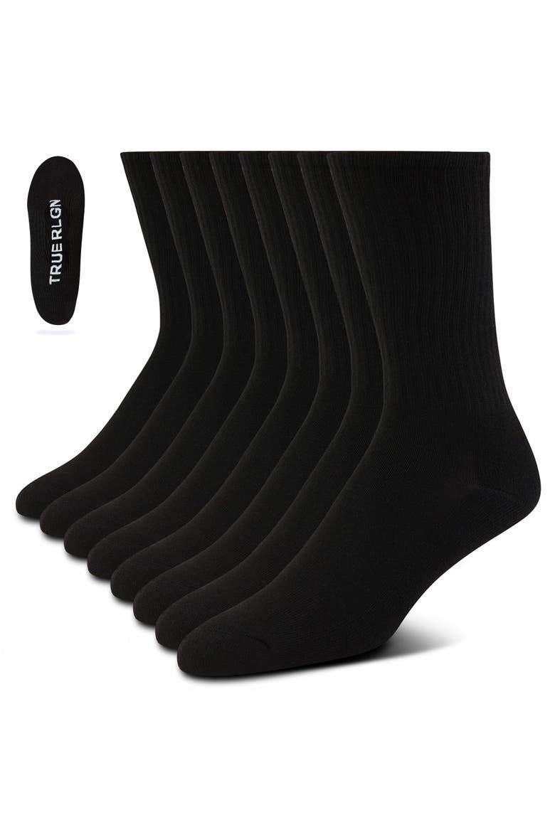 Mens 8 Pairs Crew Socks for Men Premium Athletic Men's Socks, Shoe Size 8-12, Main, color, Black