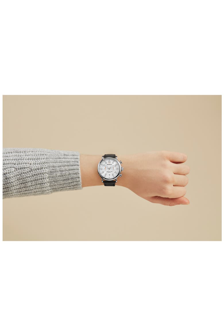 'The Runwell Chrono' Leather Strap Watch, 41mm, Alternate, color, CLOUDBLUE