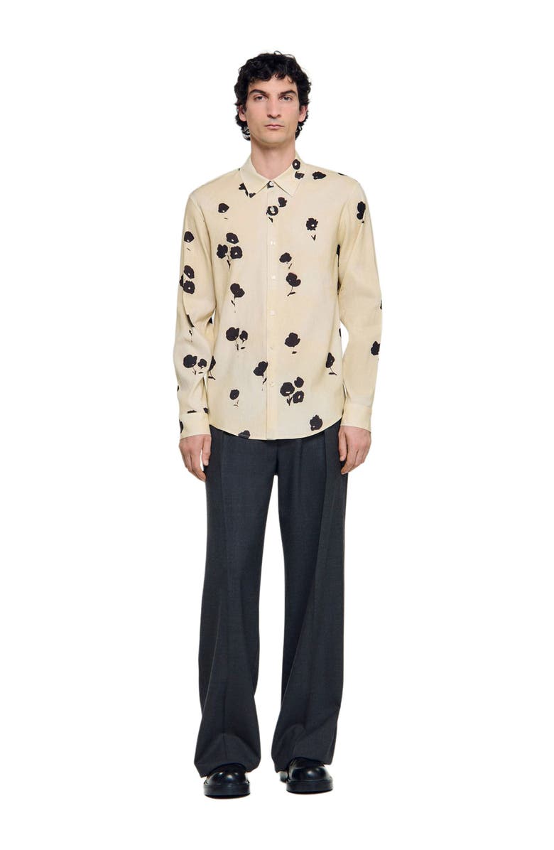 SANDRO Floral print linen shirt, Main, color,
