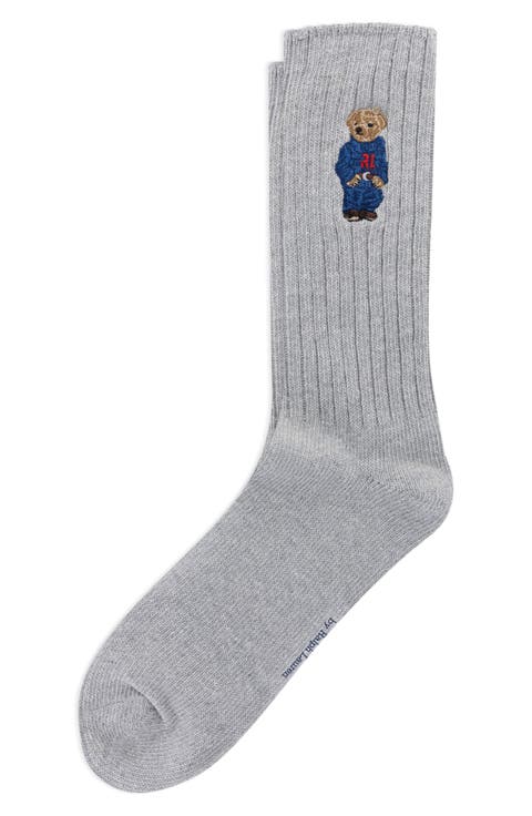 Embroidered Polo Bear Crew Socks
