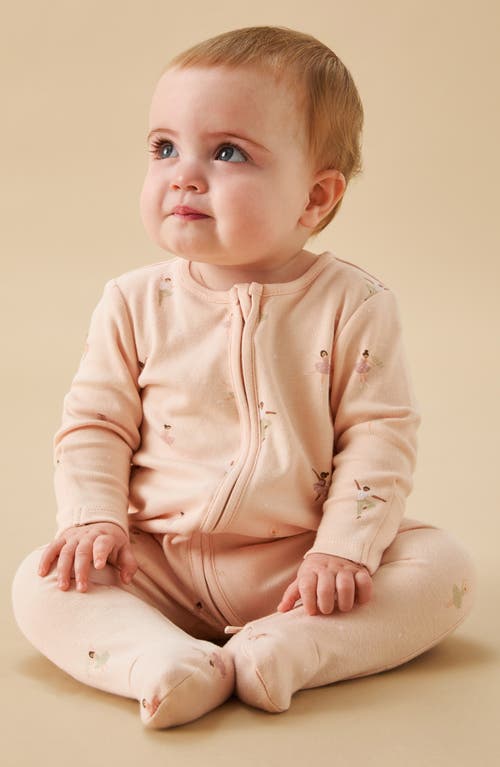 Mori Print Zip One-piece Footie Pajamas In Ballerina Print