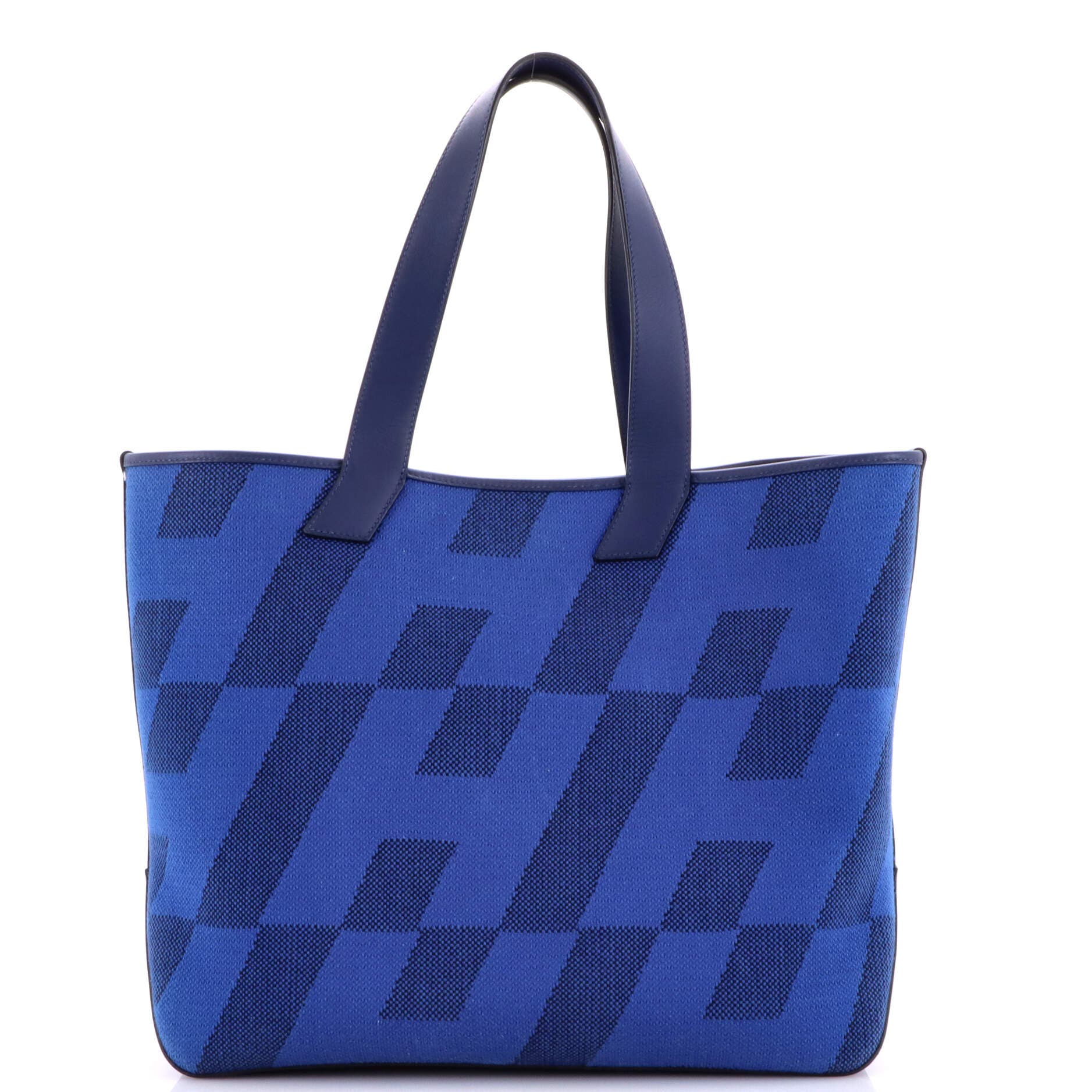 Pre-Owned Hermes Cabas H en Biais Tote Canvas with Leather 40, Main, color, Bleu Saphir