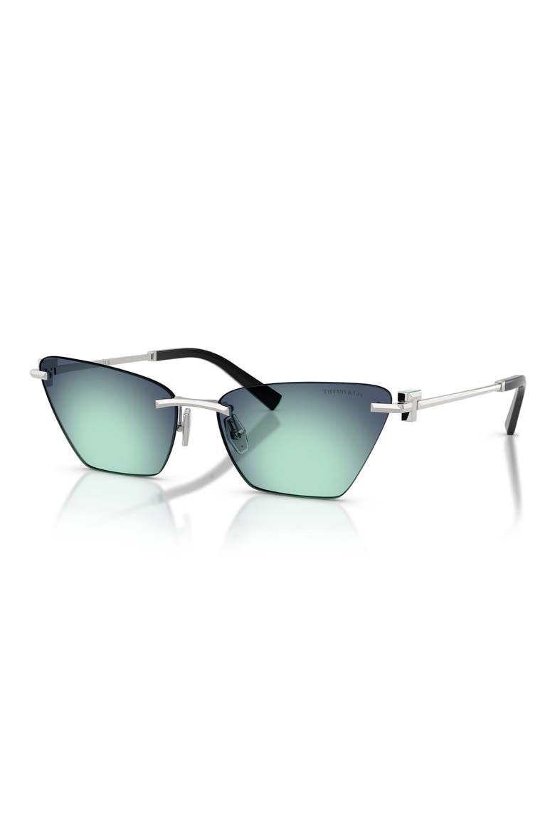 61mm Gradient Butterfly Sunglasses, Alternate, color, SILVER / AZURE RADIAL BLUE