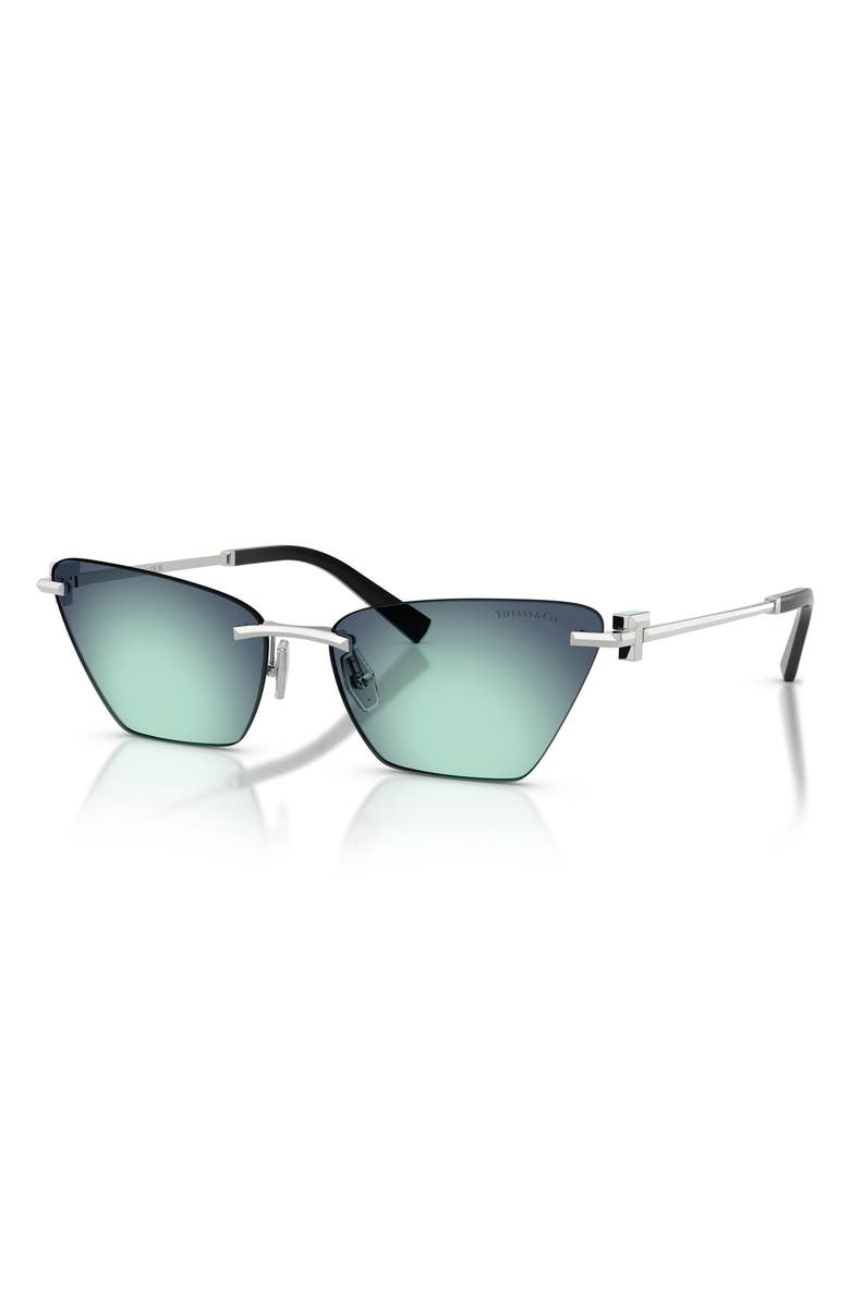 Tiffany & Co. 61mm Gradient Butterfly Sunglasses, Alternate, color, Silver / Azure Radial Blue