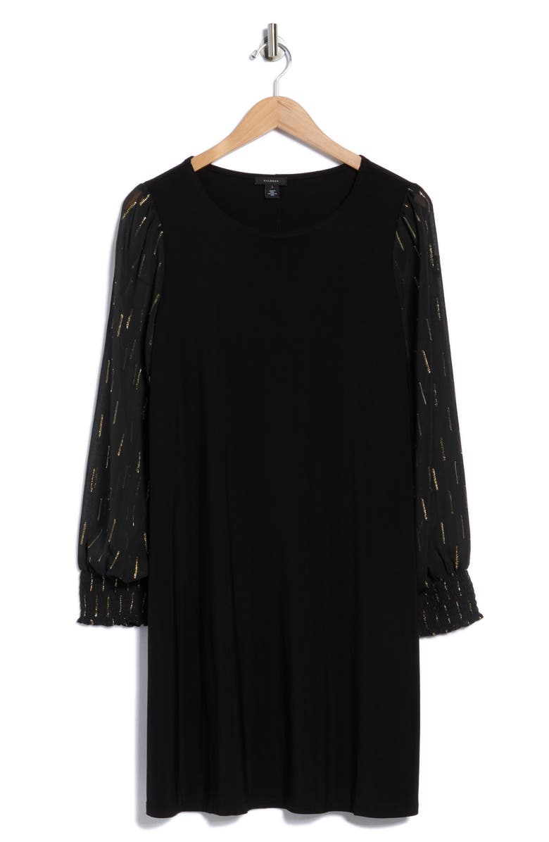 Halogen<sup>®</sup> Balloon Sleeve Shift Dress, Alternate, color, Rich Black 060