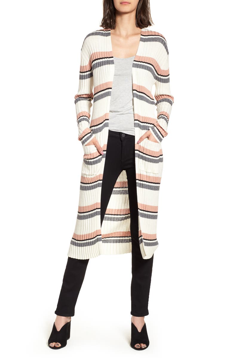 BP. Stripe Midi Open Cardigan, Main, color, 