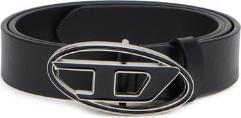 Oval D Buckle Leather Belt