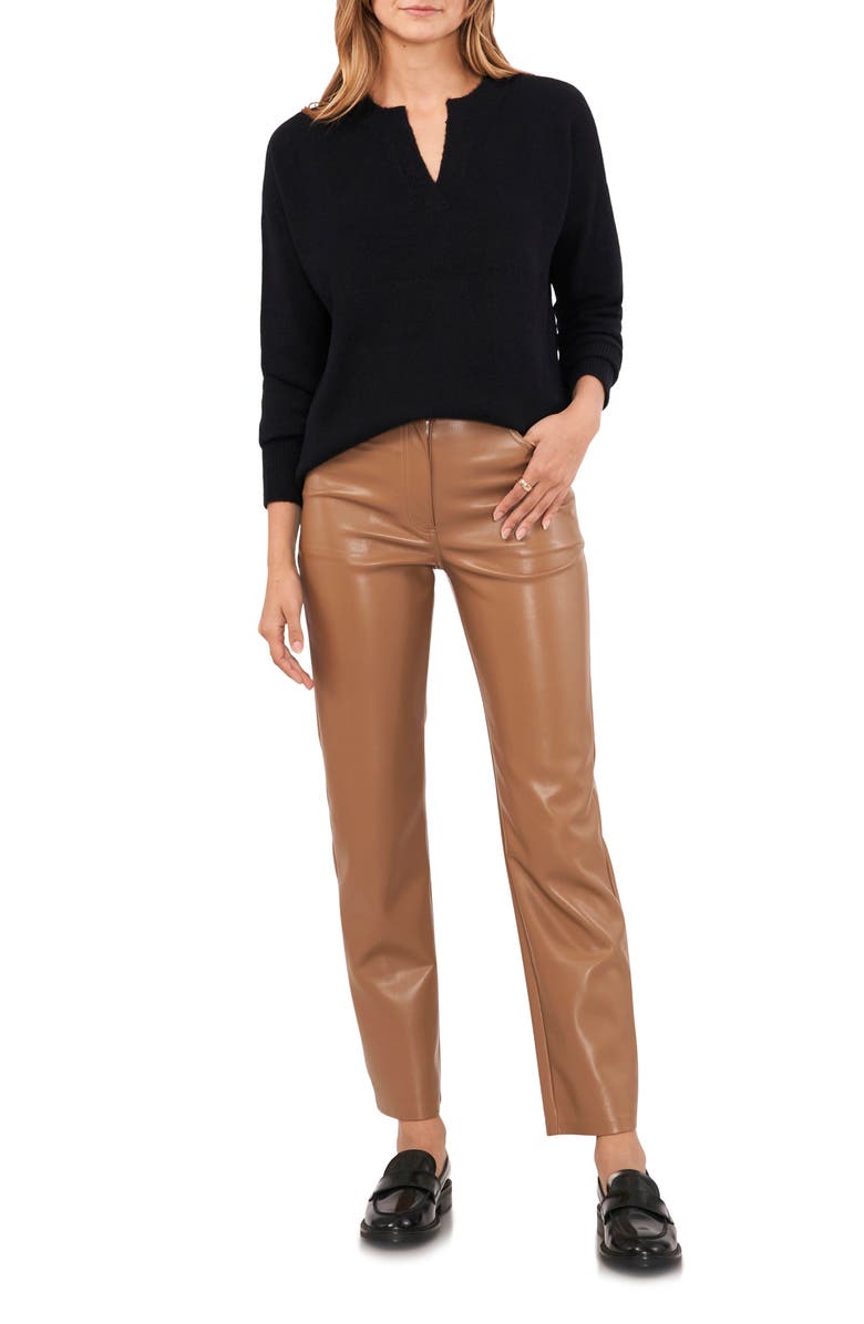 Vince Camuto Drop Shoulder V-Neck Sweater, Alternate, color, Rich Black