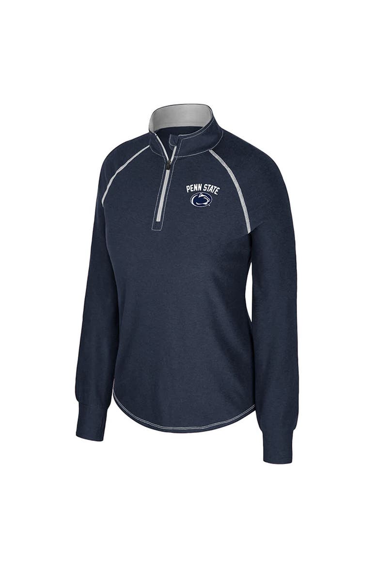 Women's Colosseum Navy Penn State Nittany Lions Bikram Raglan Quarter-Zip Top, Alternate, color, Navy