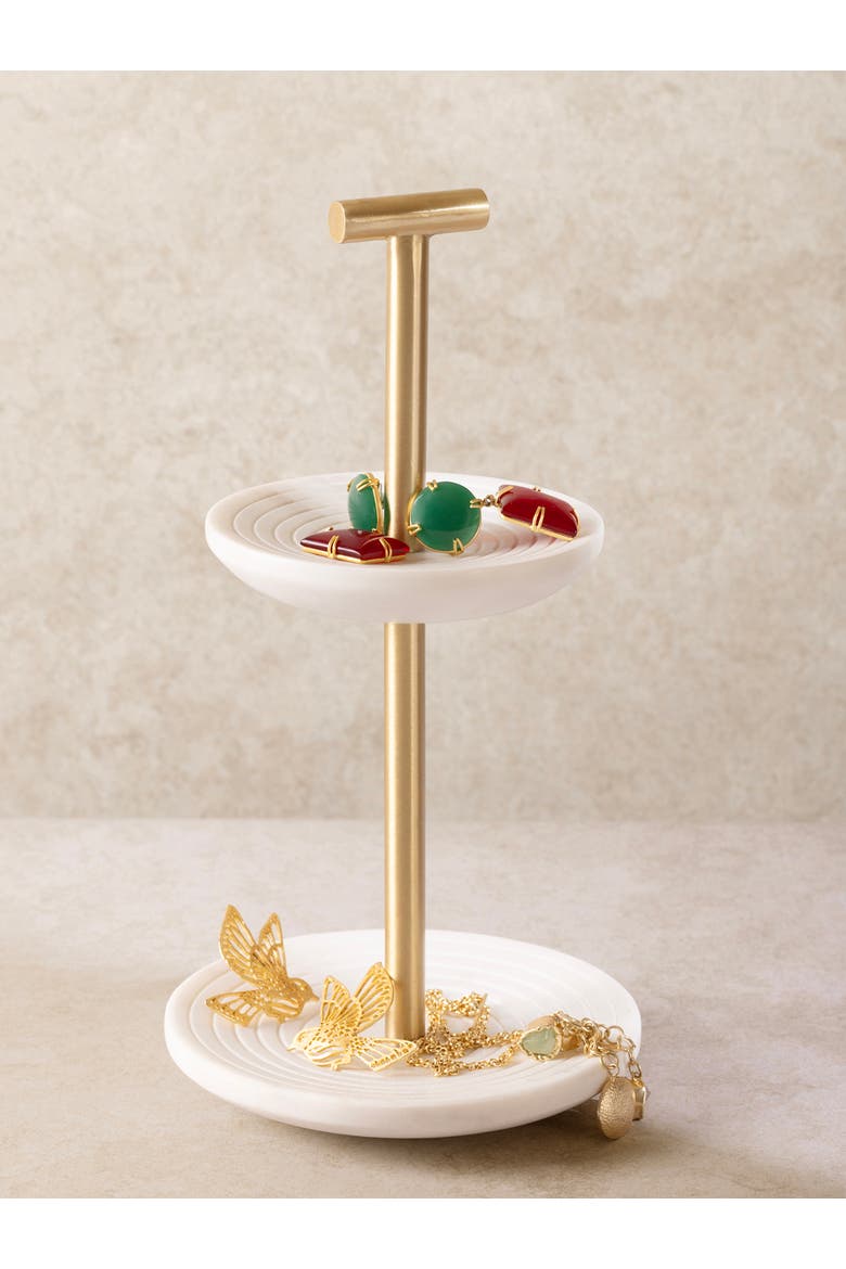 Regalia Tiered Marble Jewelry Stand, Alternate, color, Ivory White