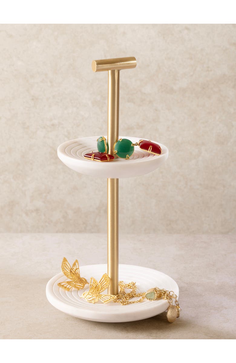GAURI KOHLI Regalia Tiered Marble Jewelry Stand, Alternate, color, Ivory White