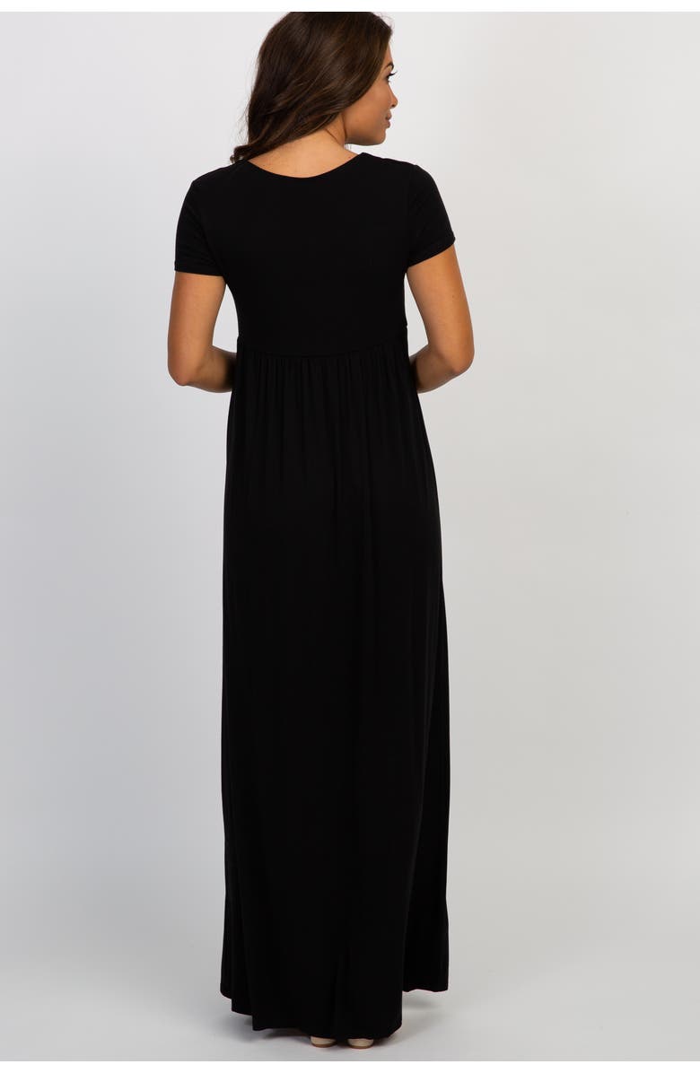 PinkBlush Navy Draped Maternity/Nursing Maxi Dress, Alternate, color, Black