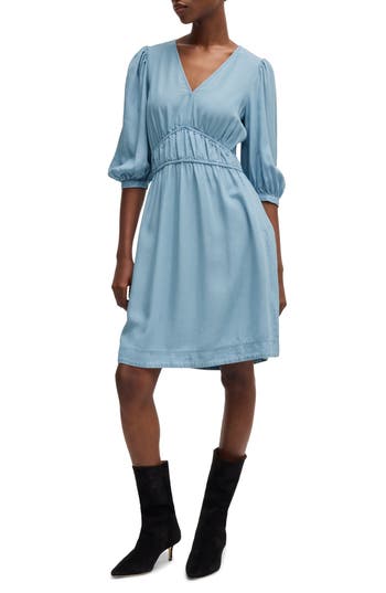 Hugo Boss Boss Orange Dezzan Elbow Length Sleeve Dress In Blue