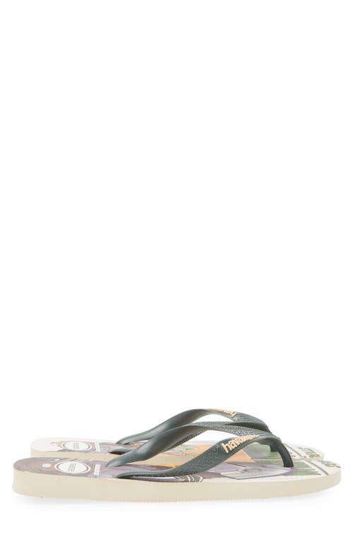 Havaianas Star Wars Flip Flop In Beige/dark Green
