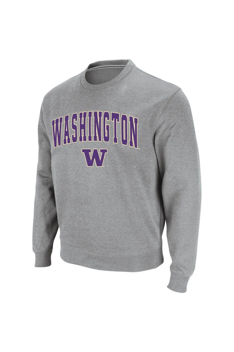Men's Colosseum Heather Gray Washington Huskies Arch & Logo Crew Neck Sweatshirt, Main, color, Heather Gray
