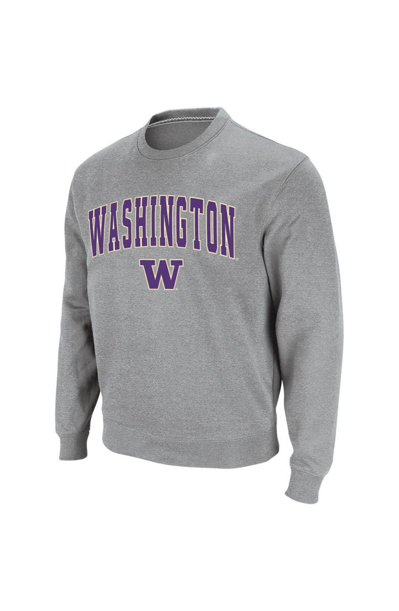 COLOSSEUM Men's Colosseum Heather Gray Washington Huskies Arch & Logo Crew Neck Sweatshirt, Main, color, Heather Gray
