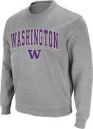 COLOSSEUM Men's Colosseum Heather Gray Washington Huskies Arch & Logo Crew Neck Sweatshirt