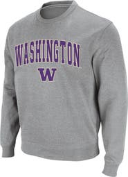 COLOSSEUM Men's Colosseum Heather Gray Washington Huskies Arch & Logo Crew Neck Sweatshirt