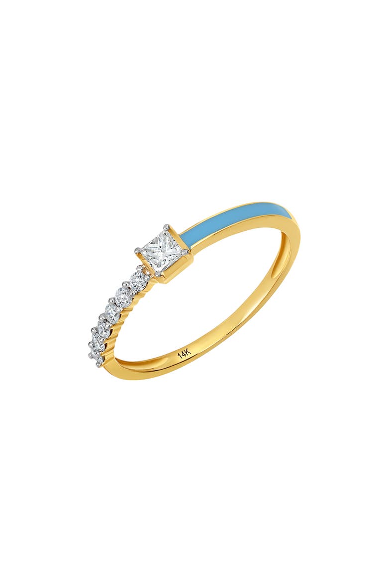 Diamond & Sky Blue Enamel Ring - 0.28ct. (Nordstrom Exclusive), Main, color, 14K YELLOW GOLD/ BLUE