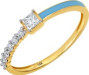 Carrière Jewelry Diamond & Sky Blue Enamel Ring - 0.28ct.
