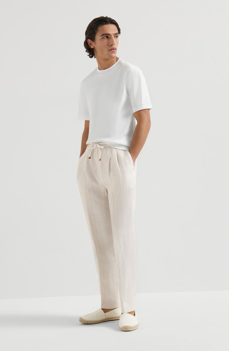 Brunello Cucinelli Chalk stripe chevron trousers, Alternate, color, Shell