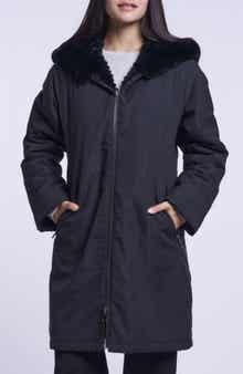 Reversible Genuine Shearling Hooded Coat