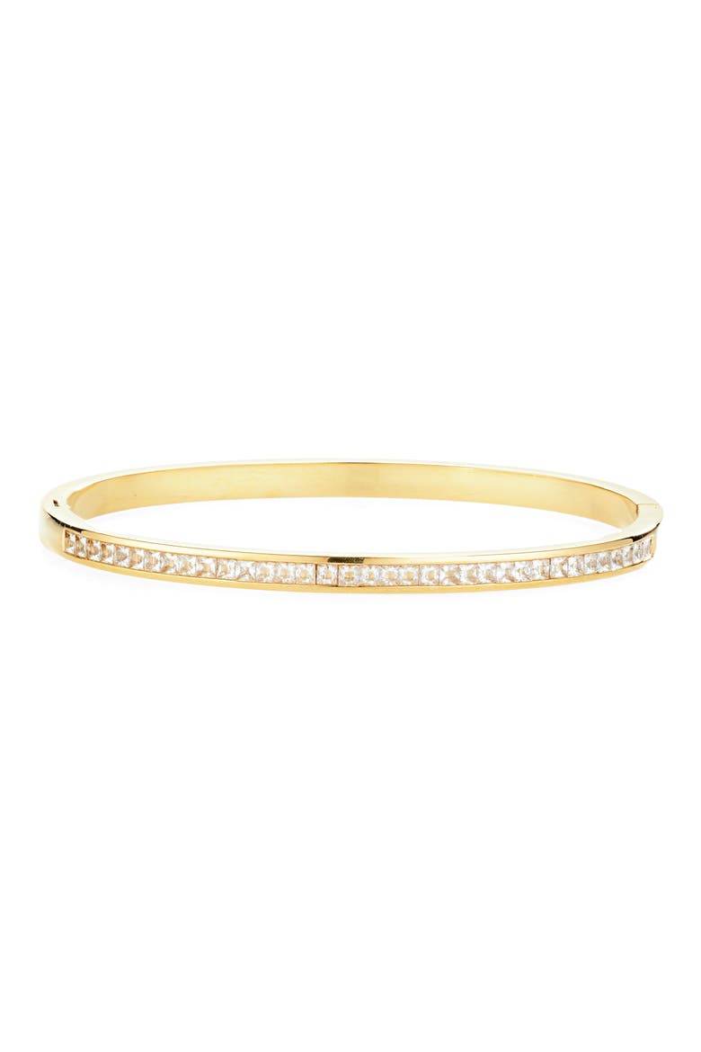 Cubic Zirconia Hinge Bangle, Main, color, CLEAR- GOLD