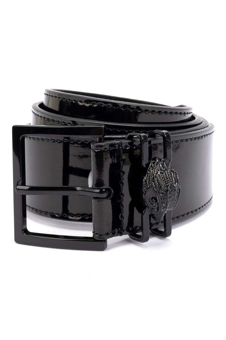 Shoreditch Patent Leather Belt, Main, color, BLACK/ SHINY POWDER COAT BLACK